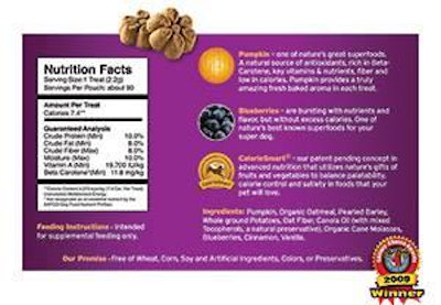 According to Fruitables, makers of Pumpkin and Blueberry Treats for Dogs, blueberries are a good source of dietary fiber and can help aid in digestion.