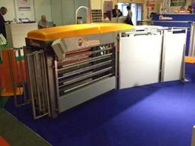 Big Dutchman’s hog sorter was displayed at the SPACE show along with other photos in this article. All photos by Stuart Lumb.