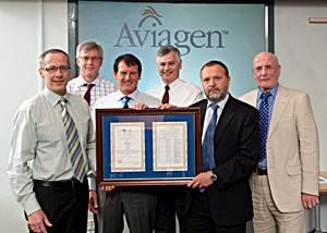 The Aviagen team receive their certificate of recognition.