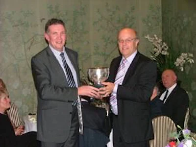 Moy Park's David Gibson and Graeme Dear of Aviagen celebrate 50 years of partnership.