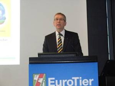Dr. Reinhard Grandke, CEO of DLG, speaks at EuroTier 2012.