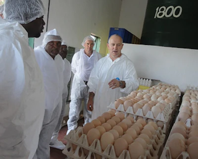 Robert Haggarty, Ross Africa technical service manager for the Middle East and Africa, shows the facilities to customers at the Customer Focus Team meeting in Lusaka.