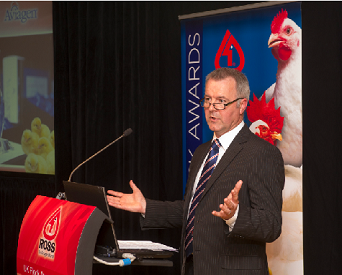 Alan Thomson, Aviagen regional technical and commercial manager, welcomes attendees at the 14th annual Ross Breeder Flock Awards.