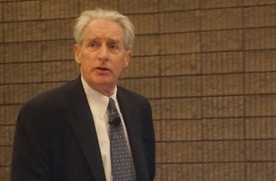 Mike Donohue, vice president at Indiana-based agricultural research company Agri Stats Inc., speaks at the 2016 International Production & Processing Expo on Wednesday, January 27, 2016.