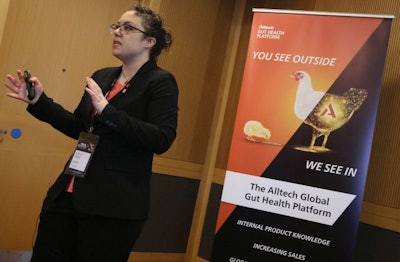 Dr. Kayla Price, Alltech Canada’s poultry technical and research manager, explains benefits of organic mineral sources. (Alltech)