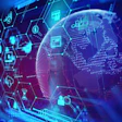 Fintech Icon On Abstract Financial Technology Background .