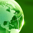 Shiny glass globe in green showing North America