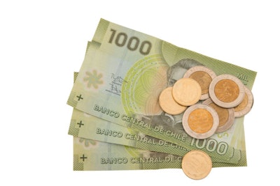 Chilean Money isolated on a white background