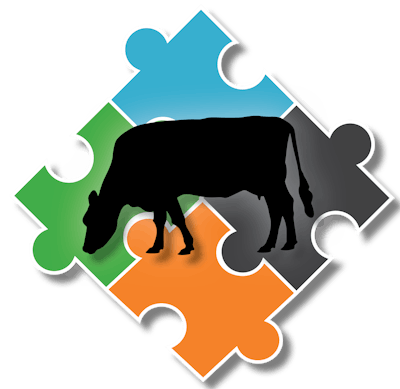 Cow Over Puzzle Pieces