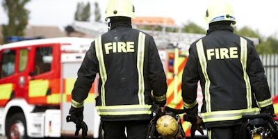 South Yorkshire Fire and Rescue Firefighter stock image