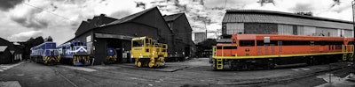 Trackmobile at yard with engines