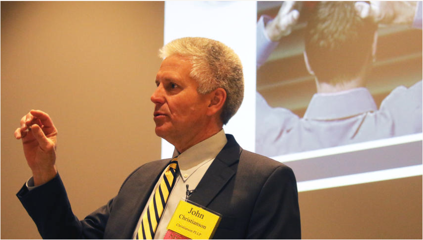 John Christianson speaks at the Minnesota Grain & Feed annual meeting and trade show. (Forum News Service/Agweek/Mikkel Pates)