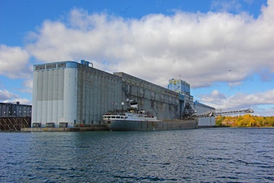 The Saginaw loading grain at Richardson's Current River terminal at the Port of Thunder Bay in October 2020. Photo Credit: Thunder Bay Port Authority