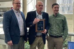 Kent Nutrition Group’s (KNG) Mason (Mich.) Plant wins AFIA’s 2021 Commercial Dry Feed Facility of the Year award. From left: Mike Gauss, president; Duke Tanguy, central region director of operations; and Jason Lents, senior director of operations.