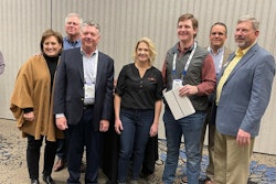 (From Left) Constance Cullman, President & CEO of AFIA; Scott Chant, President, Safe Grain, Inc.; Mike Schuster, AFIA Board Chair; Elise Schafer, Editor, Feed & Grain; Ben Sellers, Hayes & Stolz; Matt Hanson, VP of Business Development, Maxi-Lift; Gary Huddleston, AFIA Director of Feed Manufacturing & Regulatory Affairs.