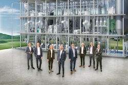 (From left to right) Bühler Group's Executive Board includes Dr. Holger Feldhege, Dr. Mark Macus, Irene Mark-Eisenring, Stefan Scheiber, Samuel Schär, Johannes Wick, Dr. Ian Roberts, Germar Wacker