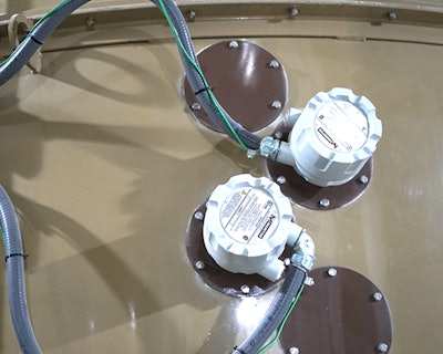 Sensors on liquid storage tank