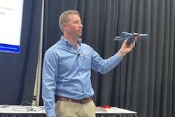 Austin Carpenter talked about new drone technology available to the grain industry. Photo: Lisa Cleaver
