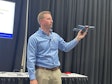 Austin Carpenter talked about new drone technology available to the grain industry. Photo: Lisa Cleaver