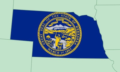 Browser window with map of Nebraska, searching Nebraska in internet. Modern browser window template.