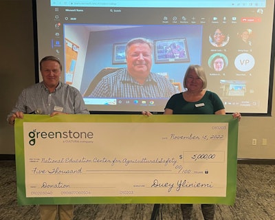 Greenstone General Manager, Duey Yliniemi, and Jenifer Archer, Professional Services Analyst virtually present the donation to Dan Neenan, Director of NECAS.. Photo courtesy of Greenstone Systems.
