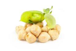 Uncooked Dried Chickpeas With Raw Green Chickpea Pod Plant Isola