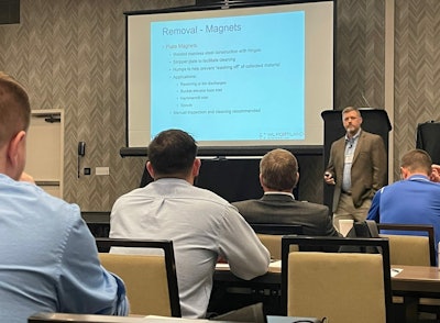 Jonathan Cowles with WL Port-Land Systems speaks about foreign material control at the 2023 USPOULTRY Feed Mill Management Seminar. Lisa Cleaver