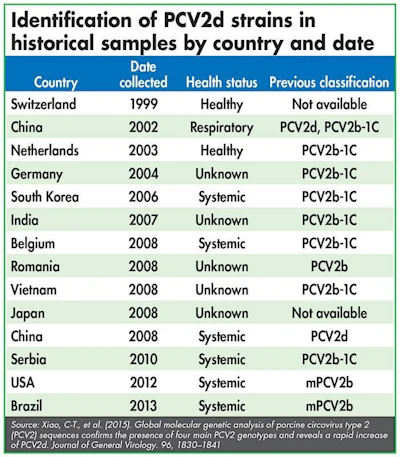 identification of PCV2d strains in historical samples