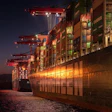 Port Cargo Ship At Night