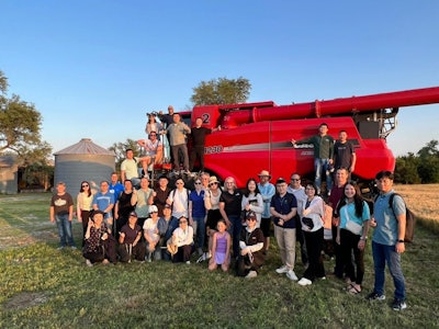 A delegation from China visited the farm of Kim and Adam Baldwin in McPherson, Kansas.