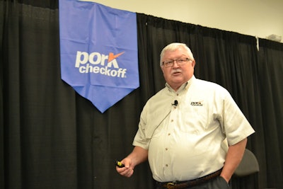 Steve Meyer speaks during the 2023 World Pork Expo.