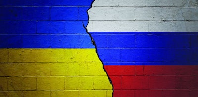 Ukraine Russia Colors On Broken Wall Gwengoat I Stock
