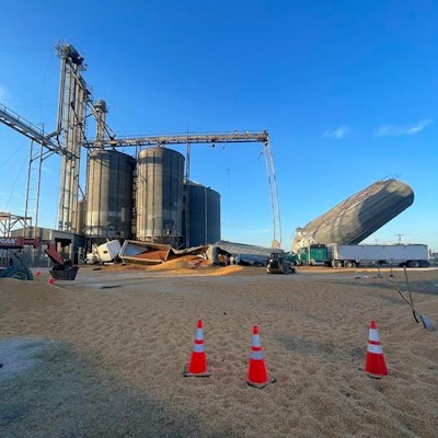 Tynan Texas Grain Elevators Collapse Photo Via City Of Beeville Texas Facebook