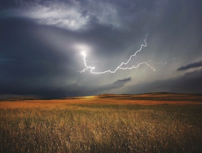 Storm Lightning Over Field Brin Weins Pixabay