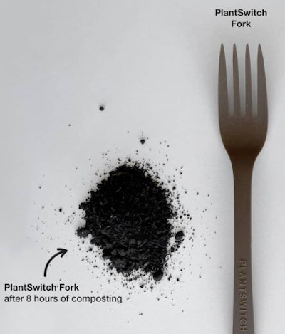 PlantSwitch single-use bioplastic items can break down completely in eight hours.