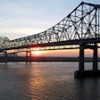 Mississippi River Bridge At Sunset