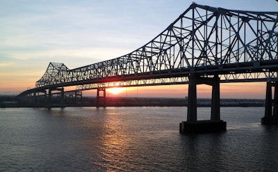 Mississippi River Bridge At Sunset