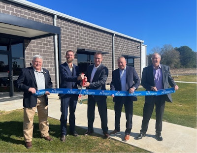 Participating in the dedication of the new Aviagen hatchery in Longview, Texas, are: Timothy Smith, Director of Business Retention & Expansion and Workforce Development, Longview Economic Development Corp.; Trey Hooper, Hatchery Manager, Aviagen; Marc de Beer, President of Aviagen North America; Jason Anderson, VP of Agricultural Development, Henning Companies; and Larry B. Smith, Jr., President, L.B. Smith & Associate.