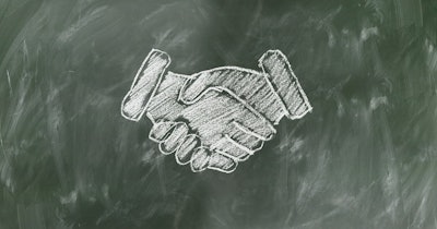 Shaking Hands Drawn Chalk Board