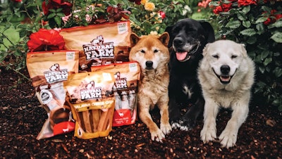 Natural Farm aims to offer all-natural treats, chews and bones to dogs that won’t break the bank. Pictured: Happy customers Shiba Inu Alibi, Lab mix Luna and Husky mix Maisy.