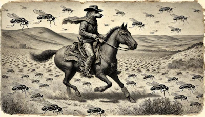 Dall·e 2024 09 13 09 30 00 A Detailed Sketch In The Style Of Charles Marion Russell, Depicting A Humanoid Dog Dressed As A Cowboy, Complete With A Hat, Boots, And A Belt With A