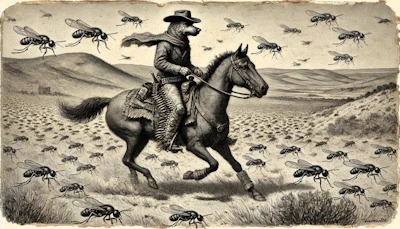 Dall·e 2024 09 13 09 30 00 A Detailed Sketch In The Style Of Charles Marion Russell, Depicting A Humanoid Dog Dressed As A Cowboy, Complete With A Hat, Boots, And A Belt With A