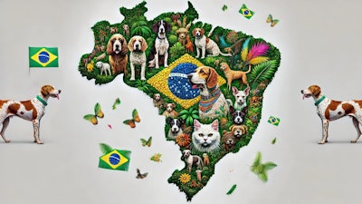 Dall·e 2024 09 20 14 18 09 A Detailed Map Of Brazil Made From A Mosaic Of Images Of Cats The Mosaic Should Be Vibrant And Colorful, Evoking The Spirit Of Carnivale, With Elemen