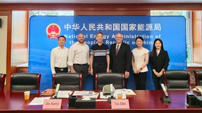 The U.S. Grains Council (USGC) recently conducted an exploratory mission to China to evaluate its market potential for U.S. ethanol and develop partnerships with relevant Chinese organizations and stakeholders to strengthen future collaborations. Pictured at a meeting with the National Energy Administration (NEA) are USGC China Director Manuel Sanchez (second from left); Ringneck Energy CEO and USGC Ethanol Advisory Team Member Walter Wendland (third from right); USGC Director of Global Programs Stella Qian (second from right); and USGC Program Manager Ellie Yan (rightmost).
