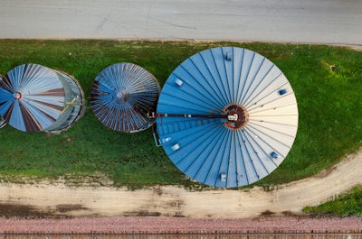 Arial View Grain Bins
