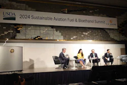 U.S. Grains Council (USGC) staff attended the 2024 Sustainable Aviation Fuel (SAF) and Bioethanol Summit in Tokyo, Japan this week to discuss opportunities for expanded SAF use worldwide that can generate demand for U.S. producers to meet. Pictured, USGC SAF Consultant Mark Ingebretson (left) moderates a panel on current SAF applications.