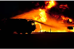 Fire Engine Fighting Blaze