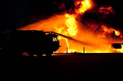 Fire Engine Fighting Blaze