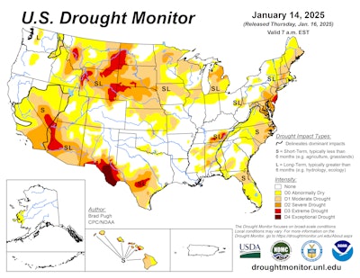 Jan14 2025 Us Drought Monitor Map