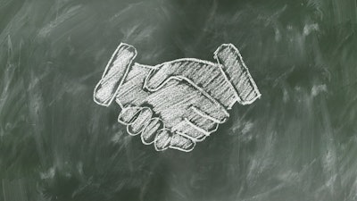 Shaking Hands Drawn Chalk Board